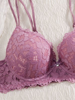 6-Piece Set Women's Bra and Panties Set Sexy Patterned Lace Patchwork No Lining Comfortable Fitting Women's Push-Up Bra Women's Underwear Set