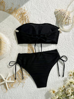 XS - XL Bandeau Wrinkled High Cut Bikini Women Swimwear Female Swimsuit Two-pieces Bikini Set Shell Bather Bathing Suit Swim