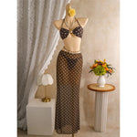 Polka Dots With Skirt Halter Shell Bikini Women Swimwear Female Swimsuit Three-Pieces Bikini Set Bather Bathing Suit Swim V8313