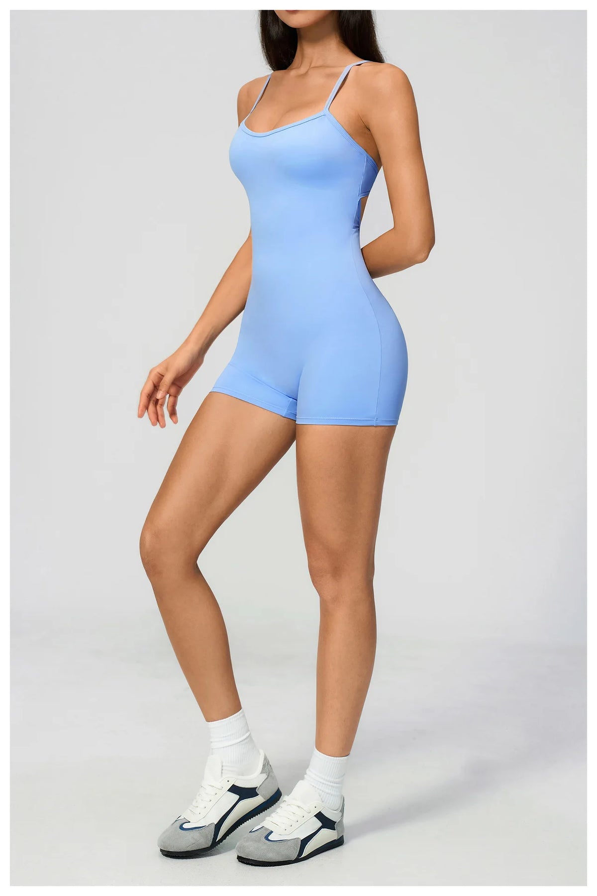 New Cross Back Yoga Jumpsuit Women Tight Sleeveless Hollow Out Sports One Piece Suit Butt-Lifting Shorts Fitness Bodysuits