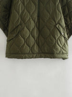 Quilted Argyle Coat Cape Rainproof Jacket Women Winter Jacket Army Green Casual Padded Loose Parkas Oversize Turtleneck Coat