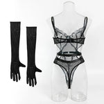 Women's Sexy Black Lace See-Through Jumpsuit - Hollow Mesh Shapewear Bodysuit for Special Occasions