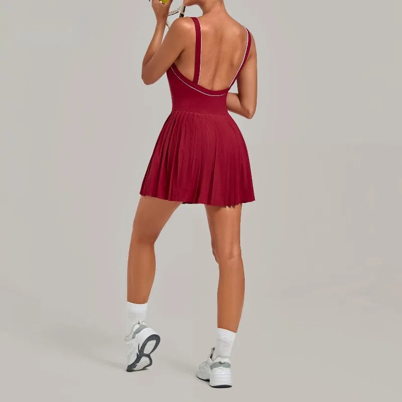 Women's Seamless Yoga Jumpsuit Sports Fitness Sleeveless Beautiful Back One-Piece Dress Workout Tennis Anti-exposure Jumpsuit