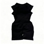 Flutter Sleeve One Piece Yoga Set Women Backless Yoga Enterito Gym Set Seamless Sports Jumpsuit Bodysuit Workout Shorts Romper