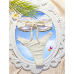 New 3D Flowers Bandeau High Leg Cut Bikini Female Swimsuit Women Swimwear Two-Pieces Bikini Set Bather Bathing Suit Swim V6225