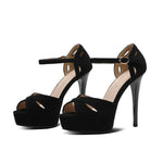 Flock Sandals Women Summer Platform Pumps Black Party Dress Evening Shoes Female High Heels Sandals Peep Toe Platform Heels