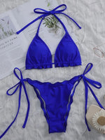 Halter String Ruffled Frilled Bikini 2026 Women Swimsuit Female Swimwear Two Pieces Bikini Set Padded Bather Bathing Suit Swim