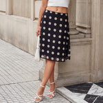 Women's Dots Print Mesh Midi Skirts Vintage Low Waist A-Line Skirts Loose Fit Flowy Skirts Summer Daily Casual Streetwear