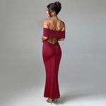 Temperament Slim Strapless Long Dress Women Solid Color Sexy Off-shoulder Backless Package Hip Sleeveless Club Party Dresses