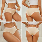 FINETOO 4Pcs Women'sCotton Panties Sexy Breathable Low WaistBriefs Letter Straps Underwear Soft Stretch Comfortable Lingerie