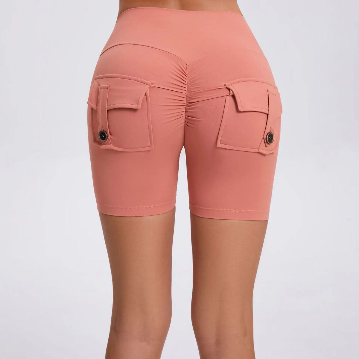 Women's Peach Lifting Yoga Shorts - High Waisted Stretchy Workout Shorts with Button Quick-Dry Tummy Control for Running Fitness