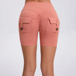 Women's Peach Lifting Yoga Shorts - High Waisted Stretchy Workout Shorts with Button Quick-Dry Tummy Control for Running Fitness