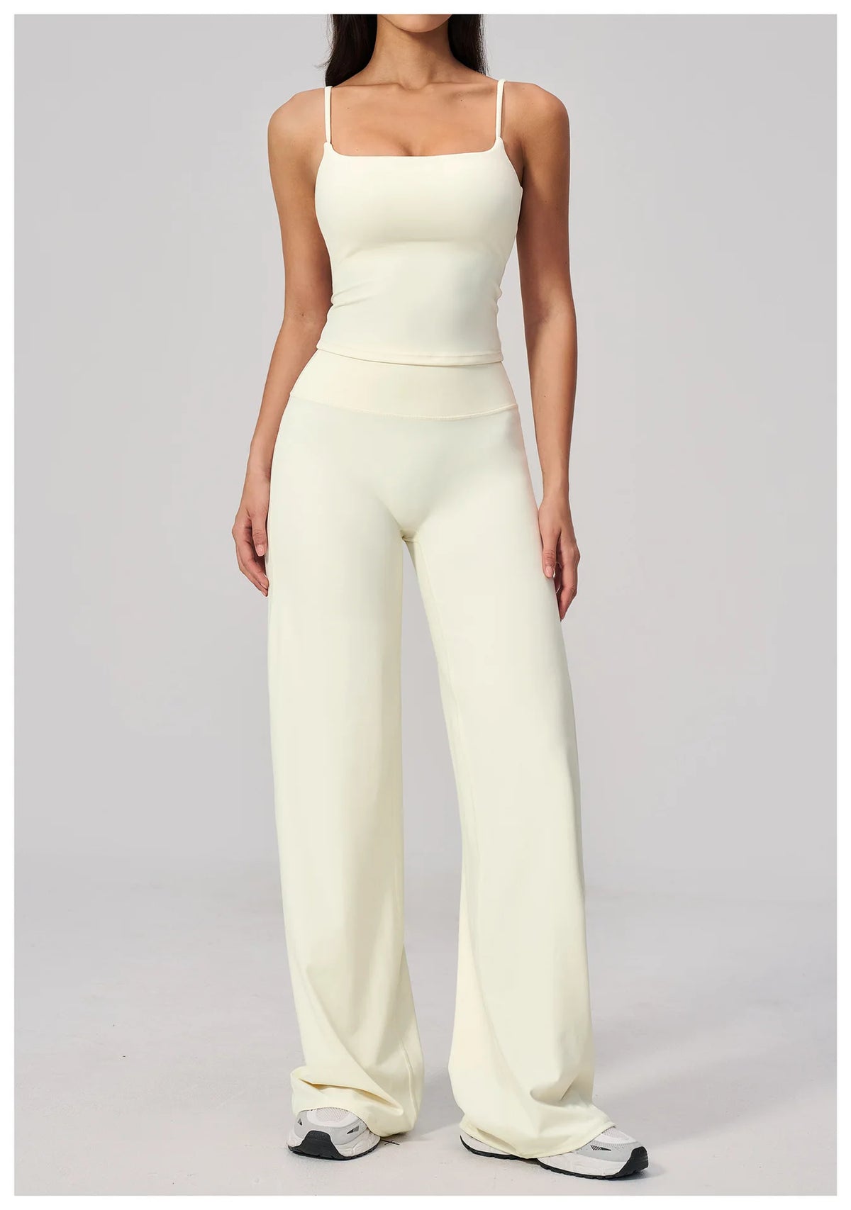 Yoga Suit Gym Fitness Set Hanging Neck Slim Sports Tank Top High Waist Wide Leg Pants Tracksuit Outdoor Running Athletic Wear