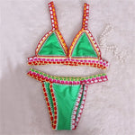 Pink Crochet Bikini 2025 Sexy Women Swimsuit Female Swimwear Micro Bikini Set Bandeau Swimming Suit Beachwear Brazilian Biquini