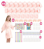 6-15Pcs Spa Party Robes for Girls Supplies Favors Kids Gowns Robe Soft Spa Headband Sleepover Birthday Party