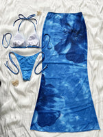 2025 European And American Style Women's Swimsuit Tie-dye Three-piece Bikini Burkini Muslim Swimwear - Fashionable Poolwear