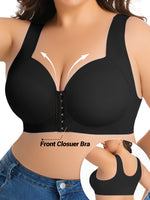 Women's Bra Plus Size Wireless Front Closure Seamless U-Back Fixed Cup Breathable Lingerie