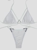 Sexy Wrinkled Halter High Cut Bikini Female Swimsuit Women Swimwear Two-pieces Bikini set Hollow Out Bather Bathing Suit Swim