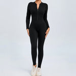 Women Sportwear Yoga Jumpsuit Zip Long Sleeve Back Open Outfit Fitness Tracksuit Tight One-piece Gym Overalls Sports Bodysuit