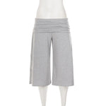 American knitted mid-waisted trousers, simple low-waisted straight loose casual trousers