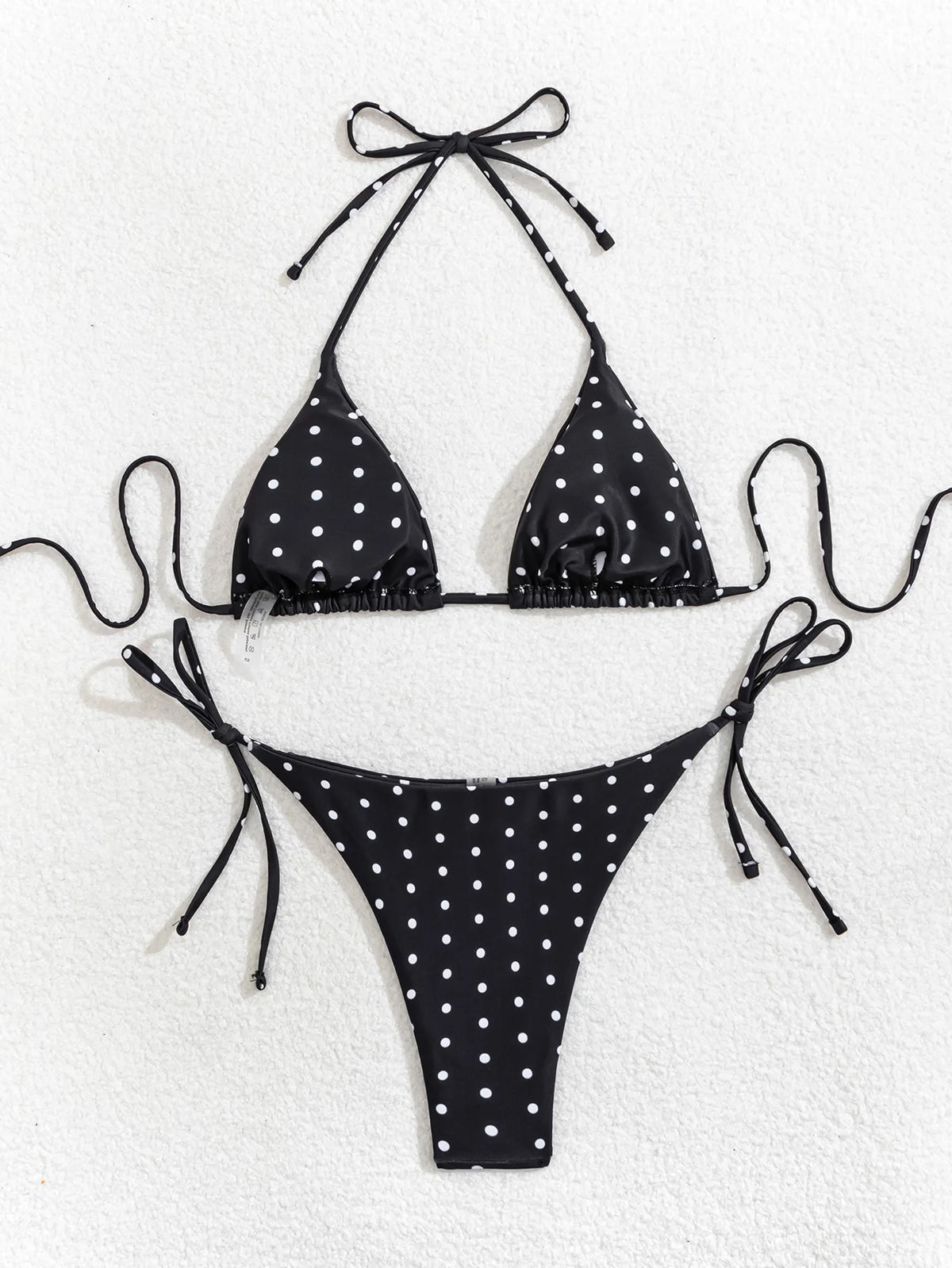 New Retro Polka Dot Tie Side Bikini Set for Women, Sexy Push Up Halter Neck Swimwear, High Waist Beach Bathing Suit, Summer