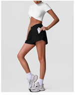 Summer Breathable Yoga Shorts V High Waist Pocket Loose Sports Pants Quick Drying Hip Lifting Running Training Fitness Shorts