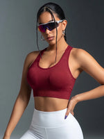 1PC Women Sports Bra Seamless Wireless Racerback Criss Cross Strappy Backless Yoga Crop Top Wide Strap Workout Gym Vest