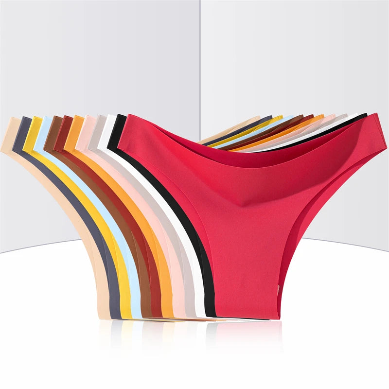 3PCS Seamless Panties Ultra-thin Brazilian Maillard panties Women Ice Silk Underwear Sexy Panty Low Waist G-string Female Solid