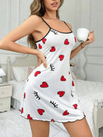 Sleepwear Women Sexy Lingerie Butterfly Printed Slip Nightdress Round Neck Sleep Dress Split Thigh Nighties Nightgown Loungwear