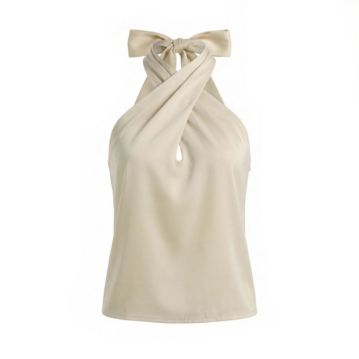 Women Satin Tank Tops Solid Color Backless Sleeveless Cross-criss Halter Vest 2026 Summer Fashion Elegant Top Streetwear