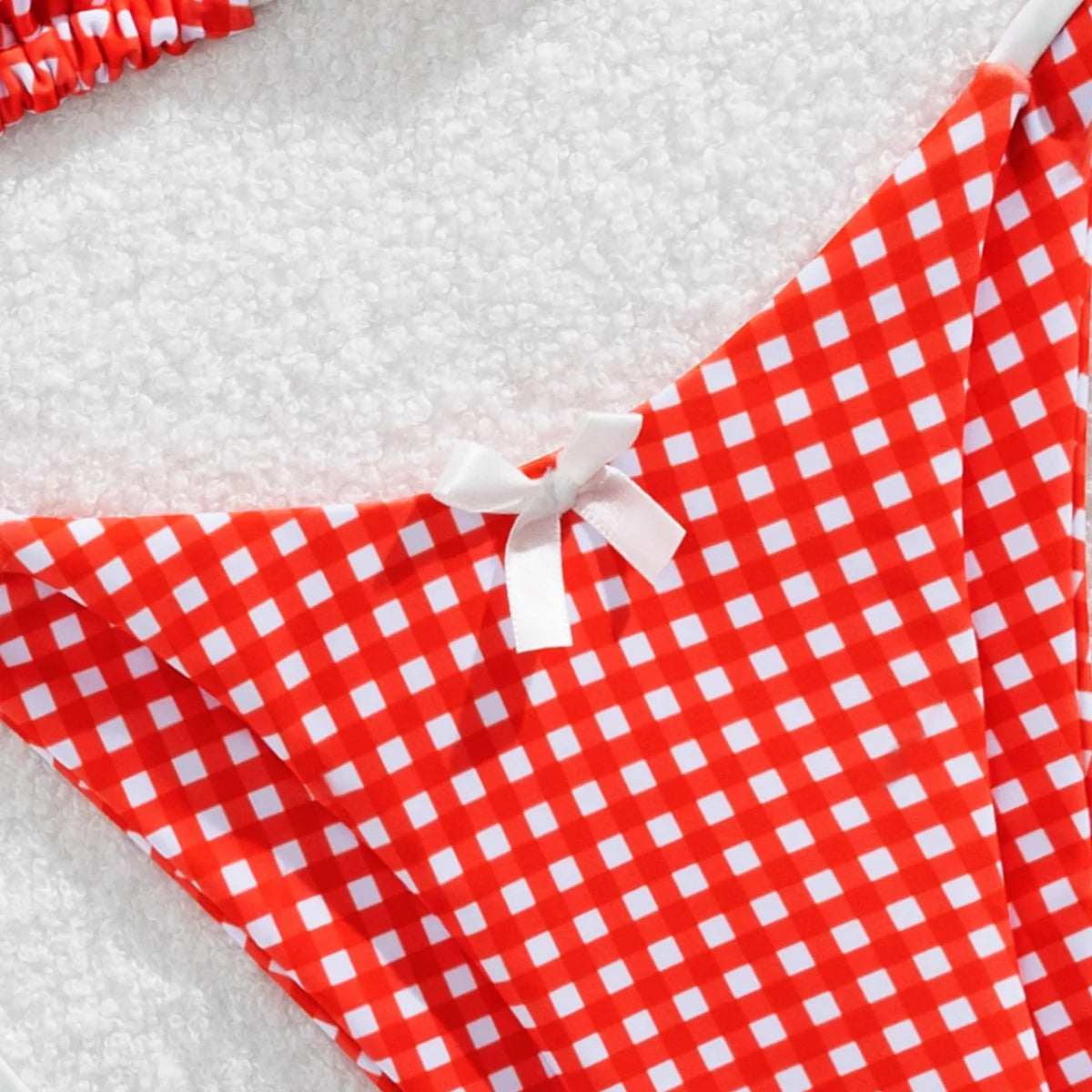 DEKA Brazilian Red Plaid Bikini Set Women Cut Out Swimsuit Print Swimwear High Waist Triangle Micro Two Piece Suit Biuqini Beach
