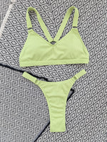 Sexy Ring Linked Backless Bikini Set Women Solid Black White Hollow Out Push Up Micro Swimsuit 2024 Bathing Suit Thong Swimwear
