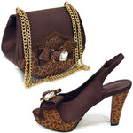 Doershow new come Matching Women Shoe and Bag Set Decorated black Nigerian Shoes and Bag Set Italy Shoes and Bag set HDF1-17