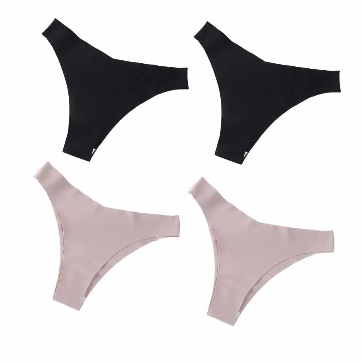 4Pcs/Set Ice Silk Low Rise Panties Seamless Underwear Women V-Shaped Briefs Quick-Drying Sports Thongs Female Underpants S-L