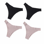 4Pcs/Set Ice Silk Low Rise Panties Seamless Underwear Women V-Shaped Briefs Quick-Drying Sports Thongs Female Underpants S-L