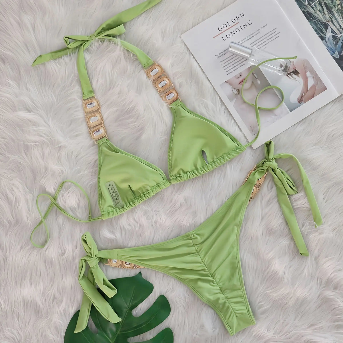 Halter Brazilian Rhintstones Diamond Bikini Women Swimsuit Female Swimwear Two Pieces Bikini Set Scrunch Butt Bathing Suit Swim