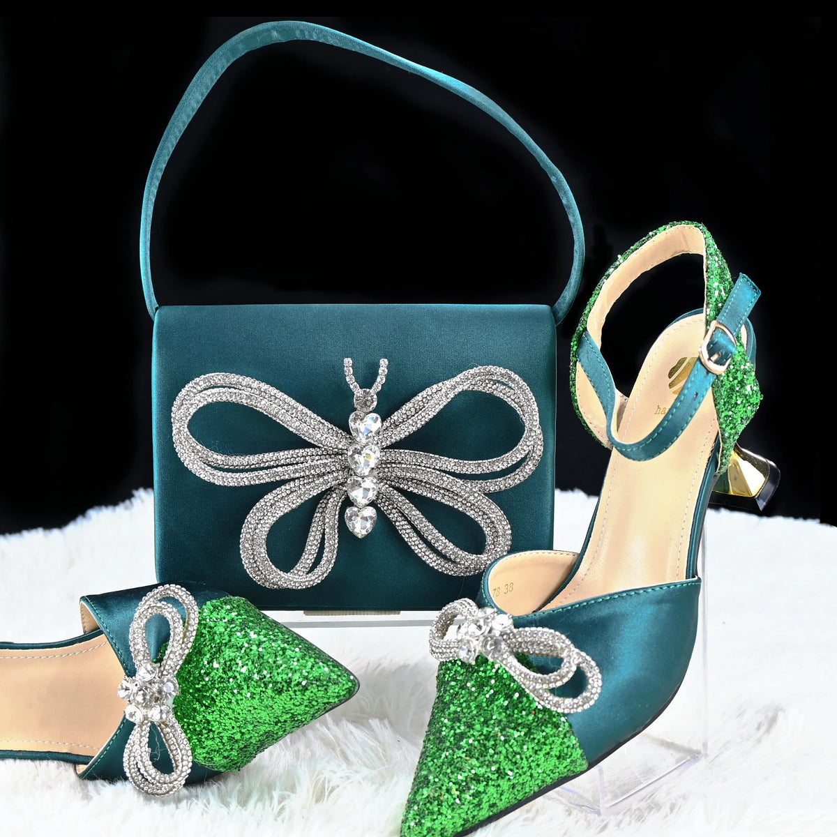 Doershow High Quality African Style Ladies Shoes And Bags Set Latest BLUE Italian Shoes And Bag Set For PartyHGH1-8