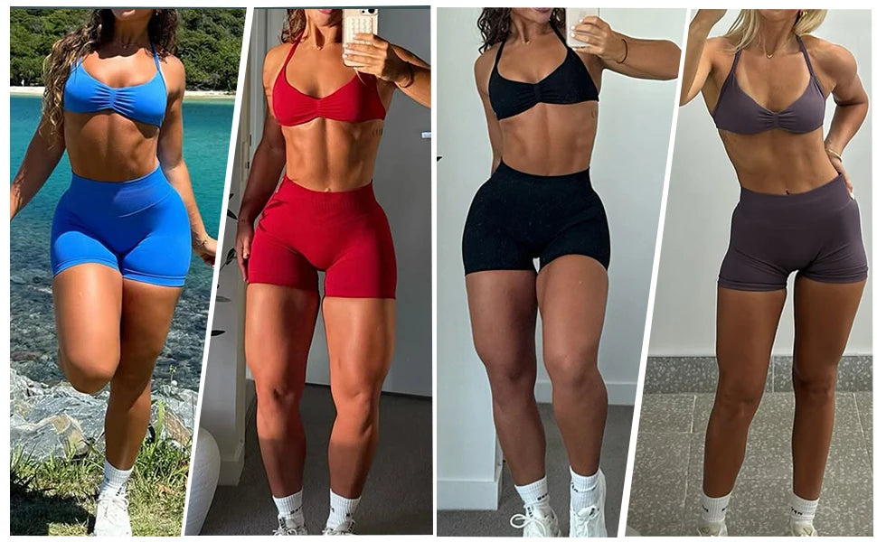 Strappy Sports Bra Seamless Women Clothes Halter Padded Yoga Bra Backless Gym Top Bras Fitness Scrunch Workout Yoga Tank Tops