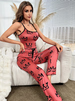 Summer 2 Pieces Pajama Set for Women Sleepwear Breathable Soft Casual Cami Top and Long Pants Sets Homewear Loungewear