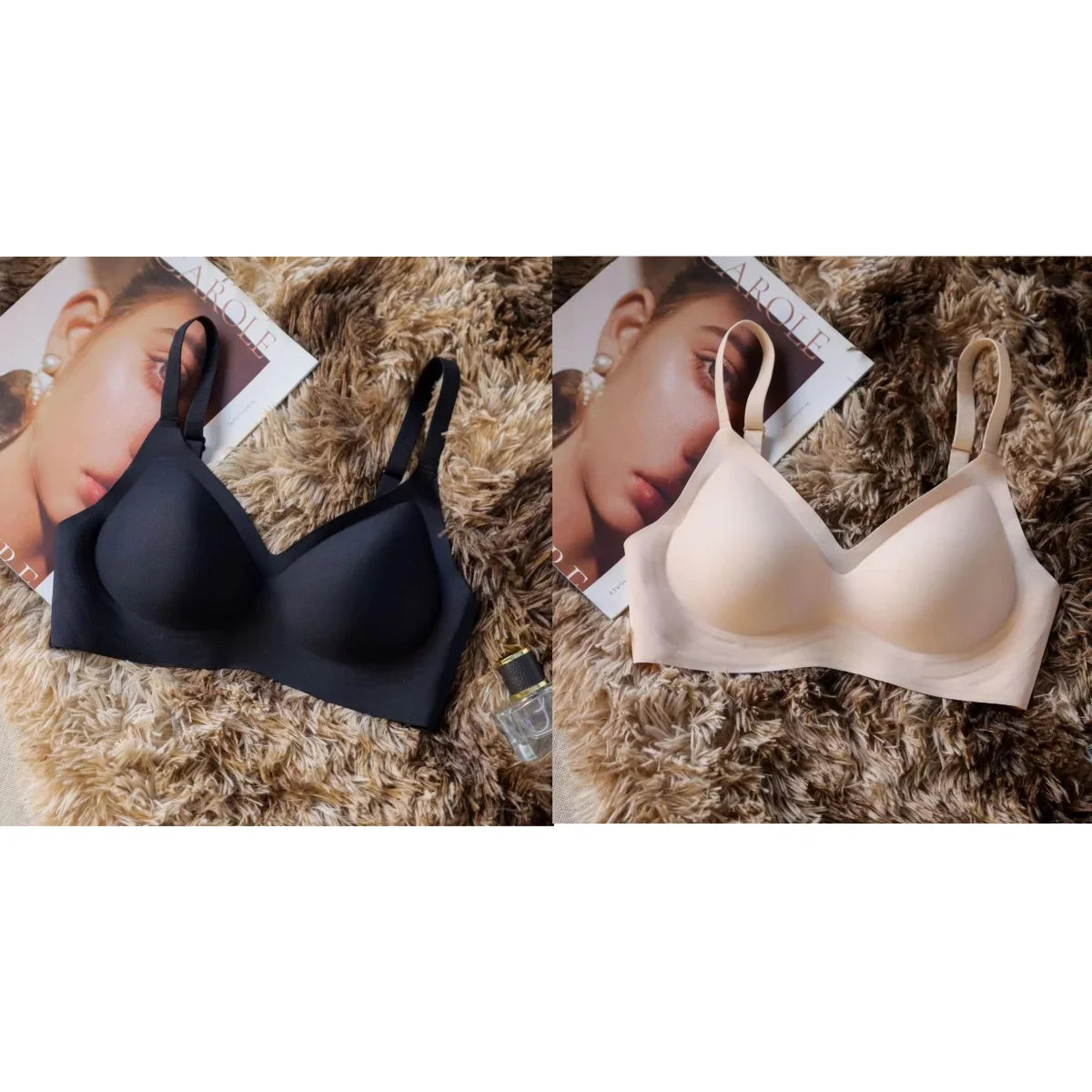 2Pcs/Set Seamless Bras For Women Sexy Lingerie Padded Non-wire Brassiere Adjust Shoulder Strap Underwear Comfort Intimates