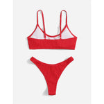 Ribbed High Leg Cut Bikini Female Swimsuit Women Swimwear Two-Pieces Bikini Set Brazilian Padded Bather Bathing Suit Swim V7126
