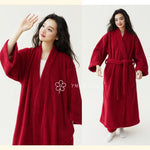 Fall Winter Unisex Couple Maxi Long Bathrobe Thick Soft Coral Velvet Beauty Flannel Warm Morning Robe for Men Women Loungewear