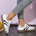 2026 New Vintage Training Flats Women Fashion Stripe Lace-Up German Training Shoes Woman Comfort Soft Flat Heel Sport Sneakers