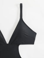 Sexy Hollow Out Backless Thong Bikini 2026 Women Black Coffee Golden Bead One Piece Swimsuit Beach Bathing Suit Holiday Swimwear