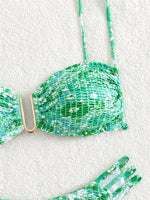 Sexy Pleate Micro Bikini Women U Neck Push Up Orange Floral Print Micro Swimsuit 2025 Summer Bathing Suit Lace Up Thong Swimwear