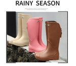 Women's Rain Boots Anti Slip Thick Soles Outdoor Long Tube Rain Boots Waterproof Fashion Wear-resistant Kitchen Women's Boots