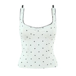Fashion Sexy Polka Dot For Women And Stylish Off-Shoulder Top White Polka Dot Top With Lace Trim Square Neckline For Women 7RGH