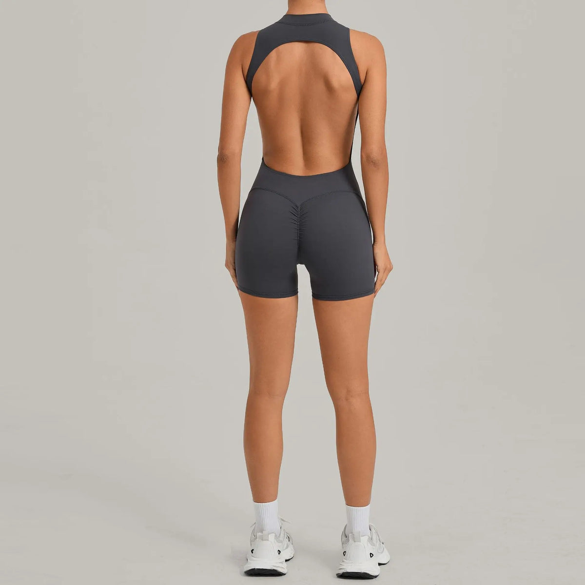 Women's Seamless Yoga Jumpsuits Sports Running Fitness Backless Sleeveless Hip-lifting One-piece Workout Gym Shorts Bodysuits