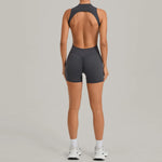 Women's Seamless Yoga Jumpsuits Sports Running Fitness Backless Sleeveless Hip-lifting One-piece Workout Gym Shorts Bodysuits