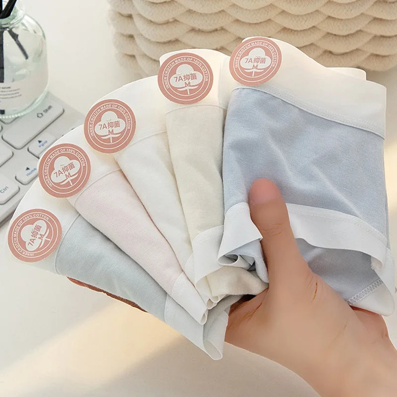 1 Pack 7A Antibacterial Mid-Rise Fit Panties Sexy Lingerie Breathable All-Day Comfortable Briefs Solid Color M-XL Intimates